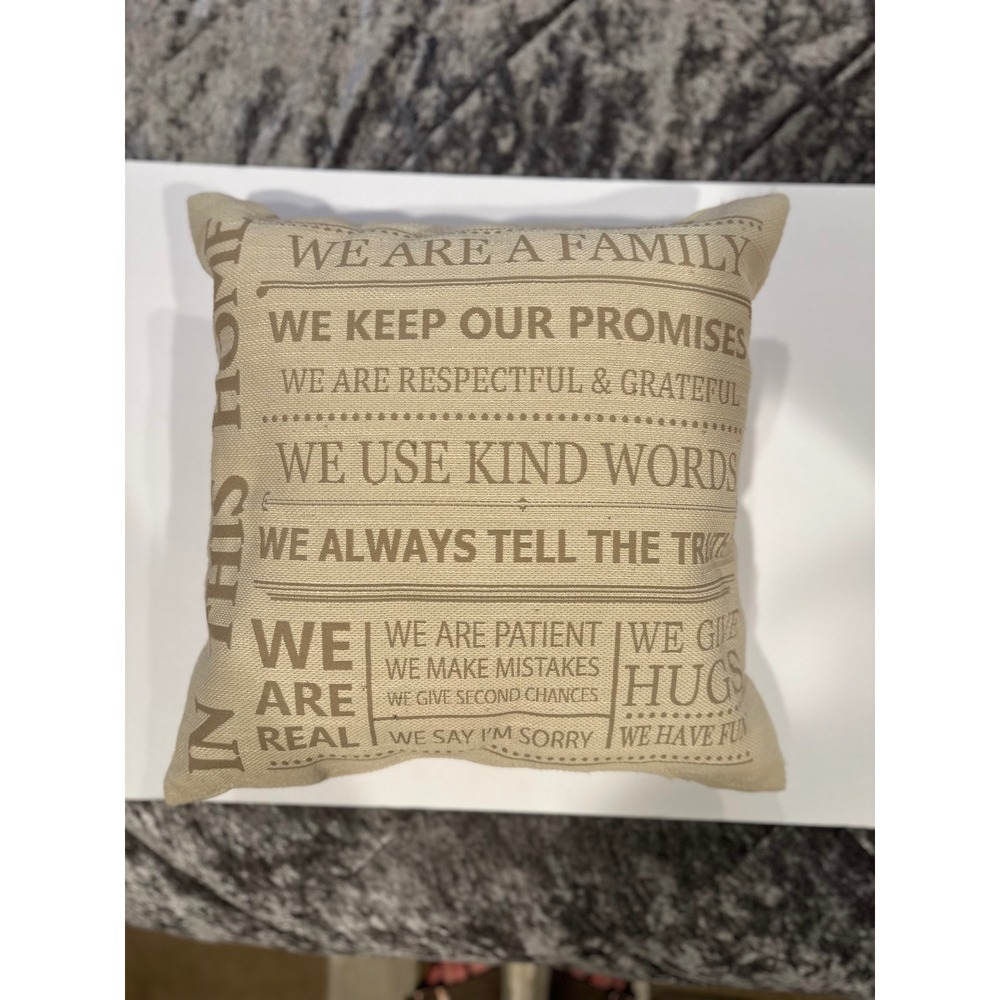 'In This Home Family Rules' Pillow Small Beige Great condition